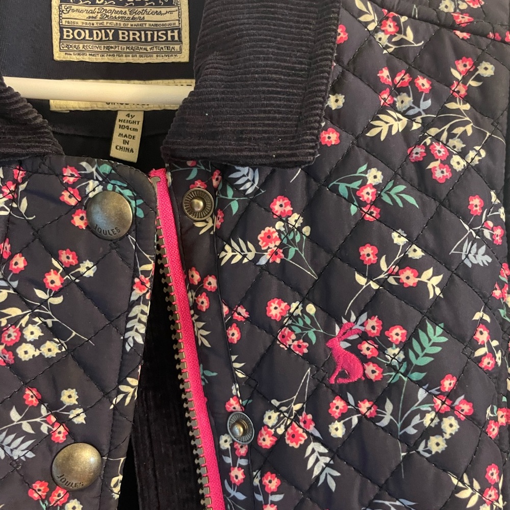 Girls size 4Y Joules floral barn jacket.